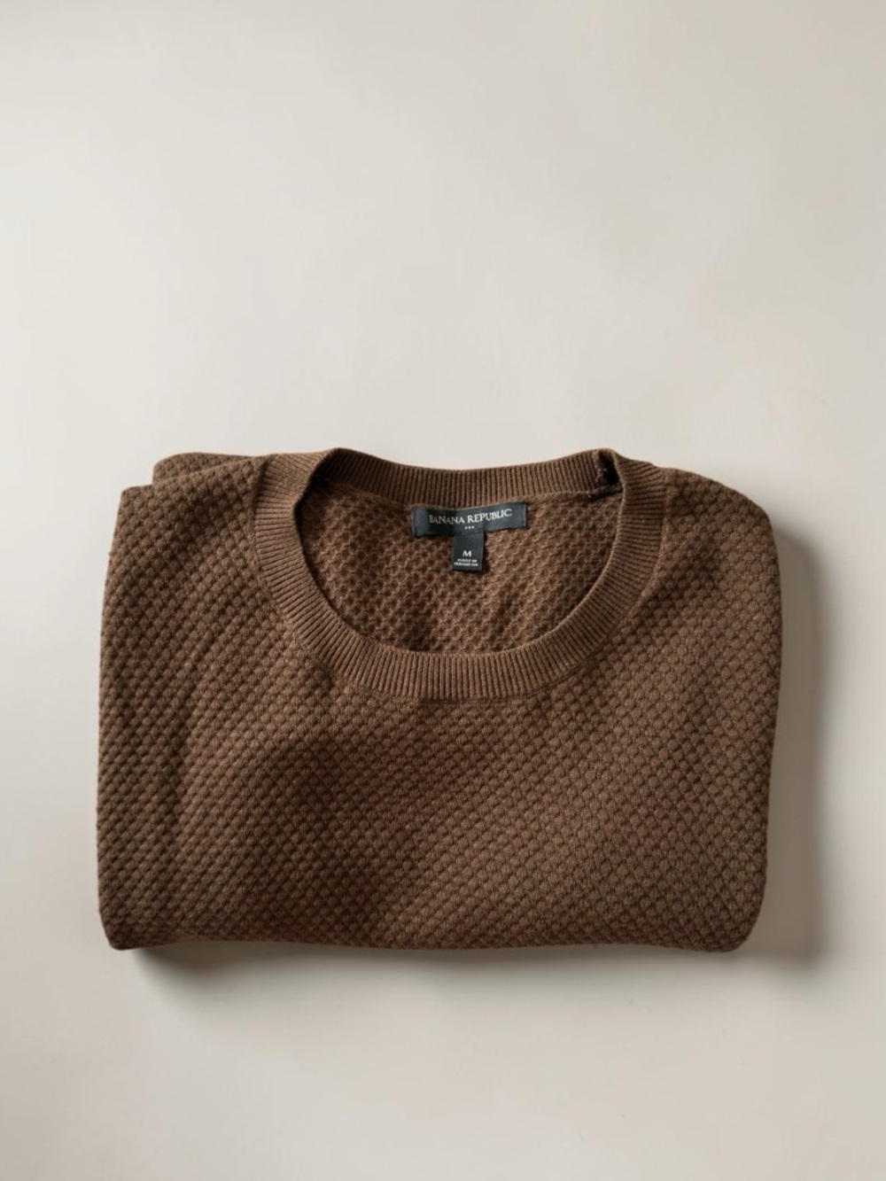 Banana Republic Men’s Brown Crewneck Textured Knit Sweater